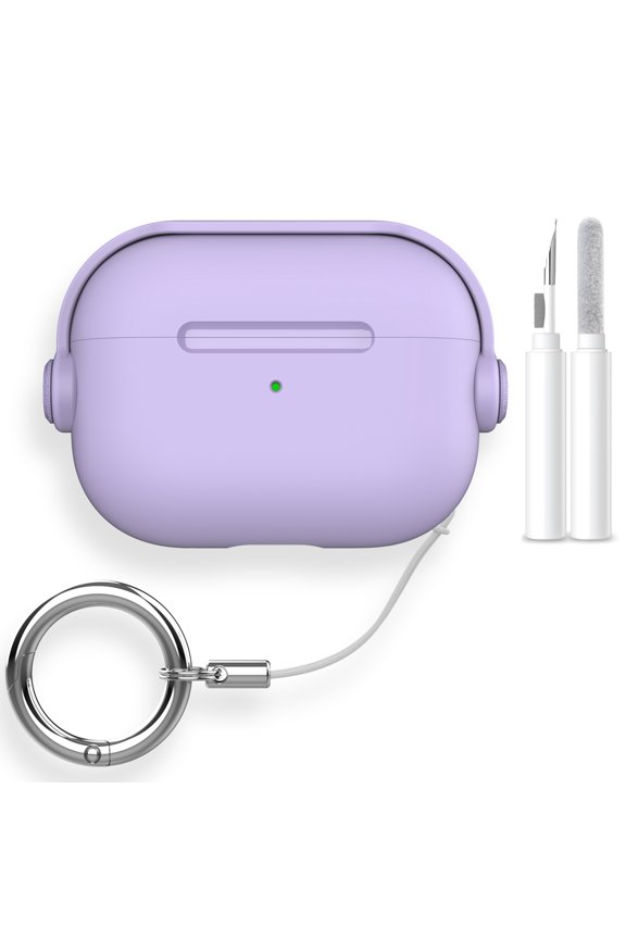 Stand Earbuds Case for Apple Airpods Pro 3 2025, Detachable Keychain Cleaning Kit Anit-Scratch Stylish Dustproof Lightweight Cover Case for AirPods Pro 3rd Gen for Women, Lightpurple