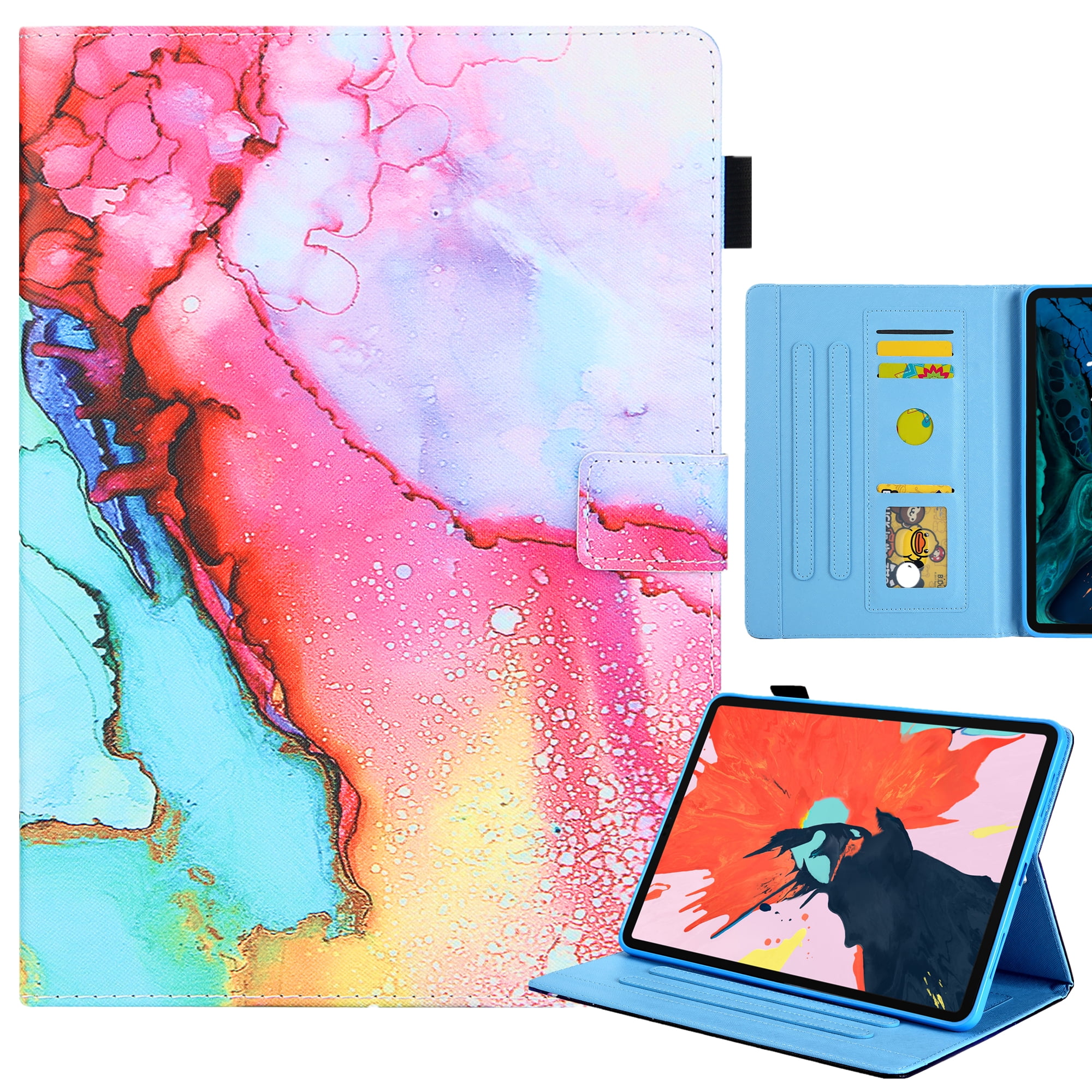 Allytechgroup Stunning iPad Air 11 Case 2024, Apple iPad Air 11 Inch Cover Case, Stylish Pattern Shockproof Bumper with Multi Angle Stand, Pencil Holder and Card Slots,Marle