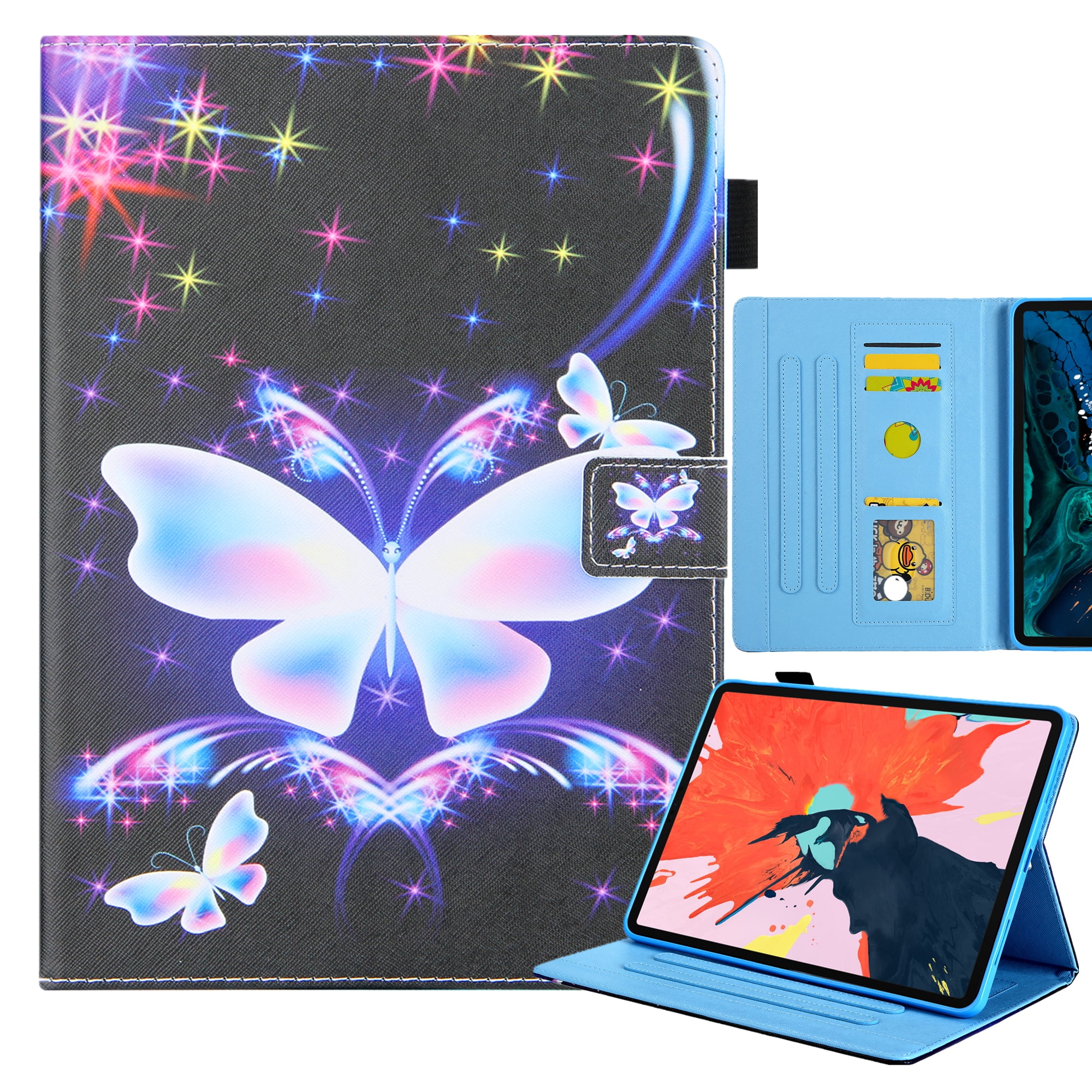Allytechgroup Stunning iPad Air 11 Case 2024, Apple iPad Air 11 Inch Cover Case, Stylish Pattern Shockproof Bumper with Multi Angle Stand, Pencil Holder and Card Slots,Butterfly