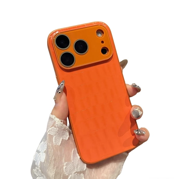 Allytechgroup Stylish Case for Apple iPhone 17 Pro Max with Camera Lens Protector, Crocodile Pattern Design Shockproof Anti-Scratch Luxury Bumper Phone Case Cover for iPhone 17 Pro Max, Orange