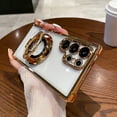 thumbnail image 1 of Allytechgroup Stylish Clear Case for Samsung Galaxy S23, Ring Holder Kickstand Anti-Yellow Mangetic Back Cover for Women Men [Corner Protector] Phone Case for Galaxy S23, Gold, 1 of 6