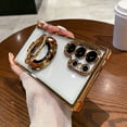 thumbnail image 1 of Allytechgroup Stylish Clear Case for Samsung Galaxy S23 Ultra, Ring Holder Kickstand Anti-Yellow Mangetic Back Cover for Women Men [Corner Protector] Phone Case for Galaxy S23 Ultra, Gold, 1 of 6