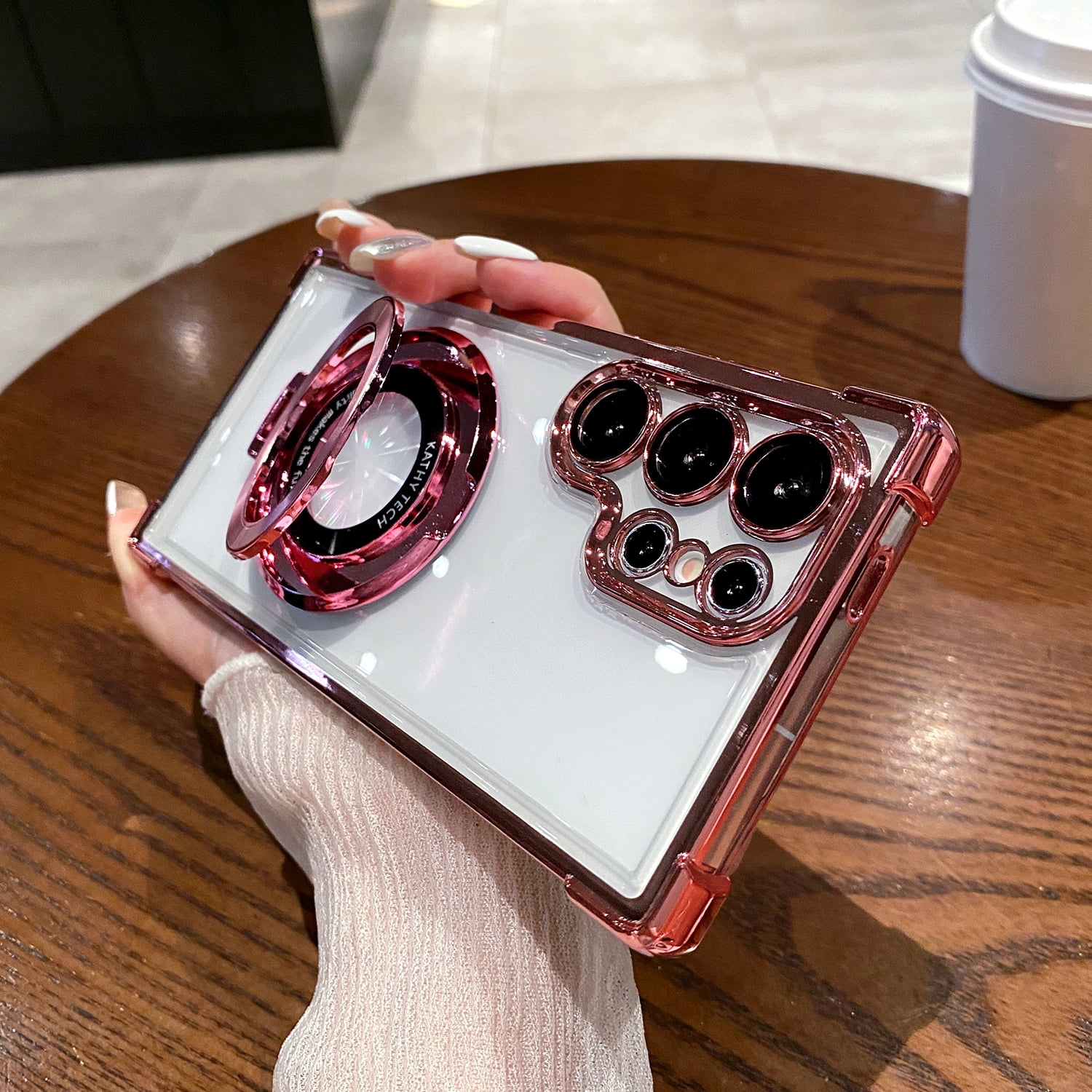 Allytechgroup Stylish Clear Case For Samsung Galaxy S25 Ultra, Ring Holder Kickstand Anti-Yellow Mangetic Back Cover For Women Men [Corner Protector] Phone Case For Galaxy S25 Ultra, Darkgreen