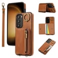 thumbnail image 1 of Allytechgroup Stylish Galaxy A32 4G Wallet Case, Premium Phone Case for Samsung Galaxy A32 4G with Card Holder Zipper Pocket Hand Wrist Shockproof Stand Cover for Women Men, Brown, 1 of 6