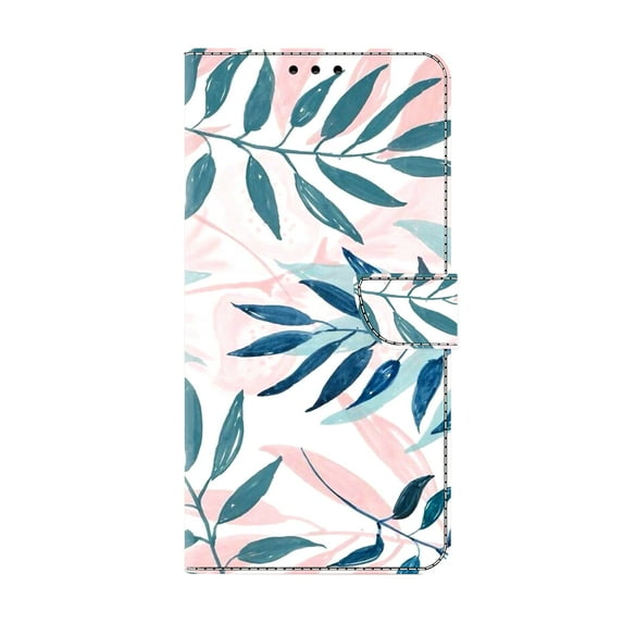 Allytechgroup Stylish Galaxy A35 Case Cover, Flip Cover Wallet Case with Card Slots, Magnetic Closure Stand Feature Shockproof PU Leather Phone Case for Samsung Galaxy A35,Pastel Leaves