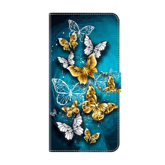 Allytechgroup Stylish Galaxy S21+ Plus Case Cover, Flip Cover Wallet Case with Card Slots, Magnetic Closure Stand Feature Shockproof PU Leather Phone Case for Samsung Galaxy S21+,Blue Butterflies
