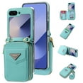 thumbnail image 1 of Allytechgroup Stylish Galaxy Z Flip 6 Case Wallet, Shockproof Phone Case for Samsung Galaxy Z Flip 6 Convenient and Functional Zipper Pocket Case with Detachable Crossbody Shoulder Strap, Blue, 1 of 14