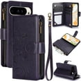 thumbnail image 1 of Allytechgroup Stylish Google Pixel 9A Case, PU Leather Flip Cover with Zipper Pocket, Card Slots, Hand Strap & Stand Protective Phone Case for Google Pixel 9A, Darkpurple, 1 of 7