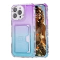 thumbnail image 1 of Allytechgroup Stylish Phone Case for Apple iPhone 16 Pro Max, Gradient Color Back Cover with Card Holder Anti-Scratch Protection TPU Slim Fit Rugged Wallet Case for iPhone 16 Pro Max, Purple+Blue, 1 of 7