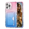 thumbnail image 1 of Allytechgroup Stylish Phone Case for Apple iPhone 16 Pro Max, Gradient Color Back Cover with Card Holder Anti-Scratch Protection TPU Slim Fit Rugged Wallet Case for iPhone 16 Pro Max, Pink+Blue, 1 of 7