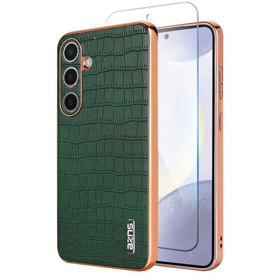 Allytechgroup Stylish Phone Case for Samsung Galaxy A16 5G, Slim Fit Crocodile Pattern Galaxy A16 5G Cover with Screen Protector, Shockproof Galaxy A16 5G Ultra Case for Women Men, Green
