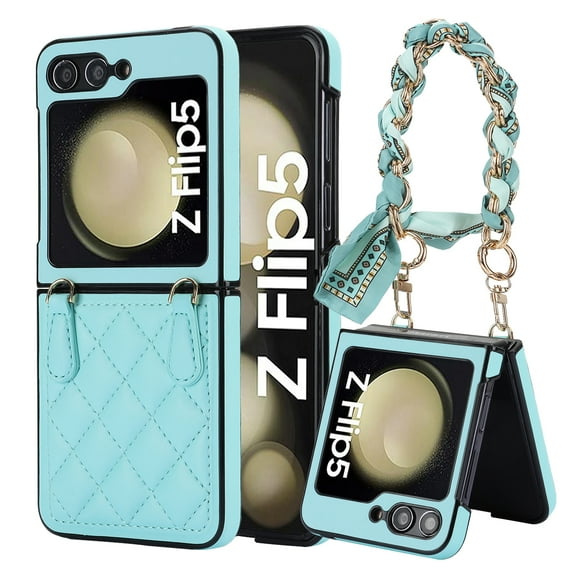 Allytechgroup Stylish Phone Case for Samsung Galaxy Z Flip 5, Hand Wrist with Silk Anti-Scrath Shockproof Bumper Slim Back Cover Case for Girls Women, Green