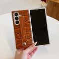 thumbnail image 1 of Allytechgroup Stylish Phone Case for Samsung Galaxy Z Fold 4, Crocodile Print Fashion Design Back Cover with Hand Strap Anti-Scratch Non-Slip Shell Cover for Women Girls, Brown, 1 of 7