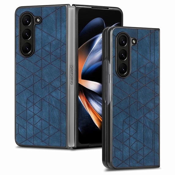 Allytechgroup Anti-Scratch Shockproof Slim Fit Bumper Leather Back Cover Cell Phone Case for Samsung Galaxy Z Fold 6, Blue