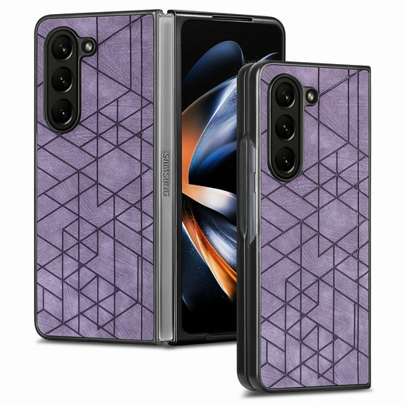 Allytechgroup Stylish Phone Case for Samsung Galaxy Z Fold 6, Retro PU Leather Slim Fit Bumper Shockproof Anti-Scratch Lightweight Back Cover Case for Galaxy Z Fold6, Purple
