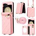 thumbnail image 1 of Allytechgroup Stylish Wallet Phone Case for Samsung Galaxy Z Flip 5 5G, Crossbody Shoulder Strap Make-up Mirror Ring Holder Stand Card Holders Shockproof Case for Girls Women, Pink, 1 of 7
