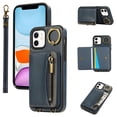 thumbnail image 1 of Allytechgroup Stylish iPhone 11 Wallet Case, Secure Phone Case for Apple iPhone 11, Multi-functional and Durable, Ring Holder Hand Wrist Stand Shockproof Case for Women Men, Blue, 1 of 7