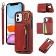 thumbnail image 1 of Allytechgroup Stylish iPhone 11 Wallet Case, Secure Phone Case for Apple iPhone 11, Multi-functional and Durable, Ring Holder Hand Wrist Stand Shockproof Case for Women Men, Red, 1 of 7