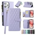 thumbnail image 1 of Allytechgroup Stylish iPhone 13 Pro Max Case Wallet with Card Slots and Zipper Pocket, Hand Wrist + Crossbody Strap RFID Blocking Girls Women Phone Case for Apple iPhone 13 Pro Max, Lightpurple, 1 of 9