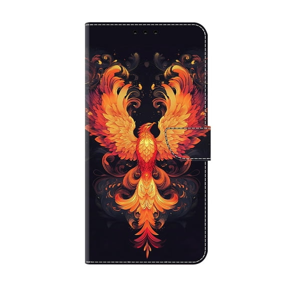 Allytechgroup Stylish iPhone 14 Pro Max Case Cover, Flip Cover Wallet Case with Card Slots, Magnetic Closure Stand Feature Shockproof PU Leather Phone Case for Apple iPhone 14 Pro Max,Fire Phoenix