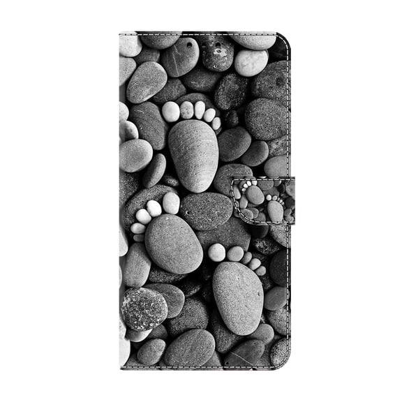 Allytechgroup Stylish iPhone 14 Pro Max Case Cover, Flip Cover Wallet Case with Card Slots, Magnetic Closure Stand Feature Shockproof PU Leather Phone Case for Apple iPhone 14 Pro Max,Pebble Stones