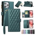 thumbnail image 1 of Allytechgroup Stylish iPhone 15 Pro Case Wallet with Card Slots and Zipper Pocket, Hand Wrist + Crossbody Strap RFID Blocking Girls Women Phone Case for Apple iPhone 15 Pro, Darkgreen, 1 of 9