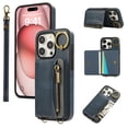 thumbnail image 1 of Allytechgroup Stylish iPhone 15 Pro Wallet Case, Secure Phone Case for Apple iPhone 15 Pro, Multi-functional and Durable, Ring Holder Hand Wrist Stand Shockproof Case for Women Men, Blue, 1 of 7