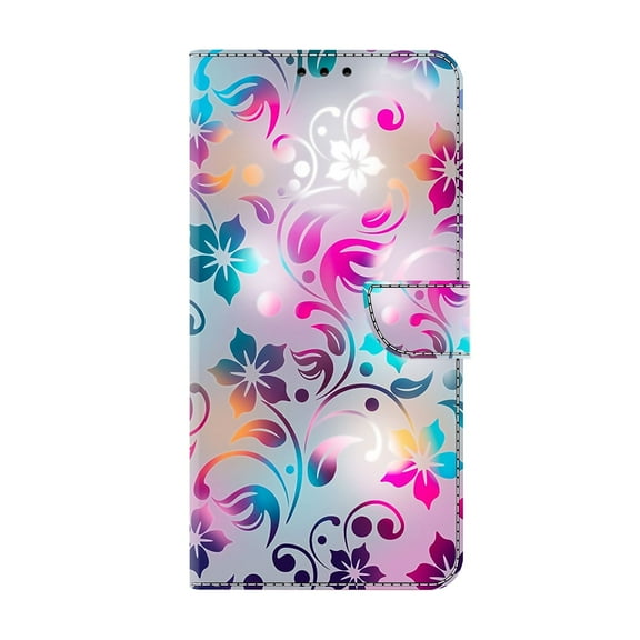 Allytechgroup Stylish iPhone 16e Case Cover, Flip Cover Wallet Case with Card Slots, Magnetic Closure Stand Feature Shockproof PU Leather Phone Case for Apple iPhone 16e,Colorful Vines