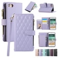 thumbnail image 1 of Allytechgroup Stylish iPhone 8 Plus/ 7 Plus Case Wallet with Card Slots and Zipper Pocket, Hand Wrist + Crossbody Strap RFID Blocking Girls Women Phone Case for Apple iPhone 8 Plus/ 7 Plus,Lightpurple, 1 of 9