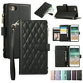 thumbnail image 1 of Allytechgroup Stylish iPhone 8 Plus/ 7 Plus Case Wallet with Card Slots and Zipper Pocket, Hand Wrist + Crossbody Strap RFID Blocking Girls Women Phone Case for Apple iPhone 8 Plus/ 7 Plus, Black, 1 of 9