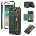 thumbnail image 1 of Allytechgroup Stylish iPhone 8 Plus/ 7 Plus Wallet Case, Secure Case for Apple iPhone 8 Plus/ 7 Plus, Multi-functional Durable, Ring Holder Hand Wrist Stand Shockproof Case for Women Men, Green, 1 of 7