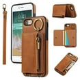 thumbnail image 1 of Allytechgroup Stylish iPhone SE 2022//2020/ iPhone 8 7 Wallet Case, Multi-functional and Durable, Ring Holder Hand Wrist Stand Shockproof Case for Women Men, Brown, 1 of 7