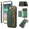 thumbnail image 1 of Allytechgroup Stylish iPhone SE 2022//2020/ iPhone 8 7 Wallet Case, Multi-functional and Durable, Ring Holder Hand Wrist Stand Shockproof Case for Women Men, Green, 1 of 7