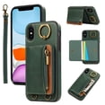thumbnail image 1 of Allytechgroup Stylish iPhone XS Max Wallet Case, Secure Phone Case for Apple iPhone XS Max, Multi-functional and Durable, Ring Holder Hand Wrist Stand Shockproof Case for Women Men, Green, 1 of 7