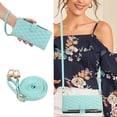 thumbnail image 1 of Allytechgroup Stylish iPhone XS/ iPhone X Case Wallet with Card Slots and Zipper Pocket, Hand Wrist + Crossbody Strap RFID Blocking Girls Women Phone Case for Apple iPhone XS/ iPhone X, Skyblue, 1 of 9