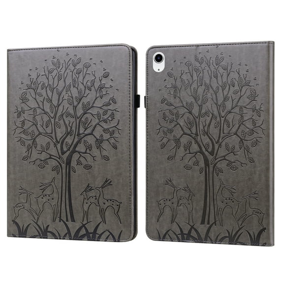 Allytechgroup Tablet Case for iPad Air 11 2024 - Slim Fit and Shockproof Deer Tree Embossed Flip Case with Kickstand - Ultimate Protection for Apple iPad Air 11 inch, Gray