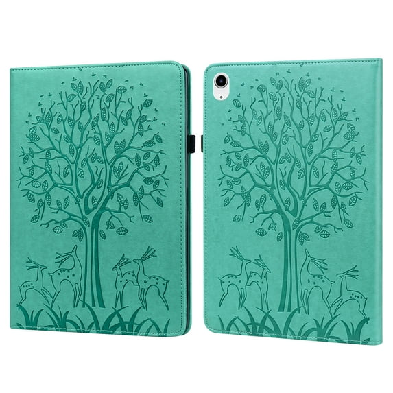 Allytechgroup Tablet Case for iPad Air 11 2024 - Slim Fit and Shockproof Deer Tree Embossed Flip Case with Kickstand - Ultimate Protection for Apple iPad Air 11 inch, Green
