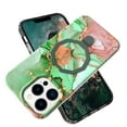 thumbnail image 1 of Allytechgroup Ultra Slim Case for iPhone 15 Pro Max wth Fashion Marble Pattern, Foldable Ring Kickstand Magnetic Cover Support Wireless Charging Full Body Protection Shockproof Case - Green, 1 of 6
