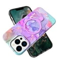 thumbnail image 1 of Allytechgroup Ultra Slim Case for iPhone 15 Pro Max wth Fashion Marble Pattern, Foldable Ring Kickstand Magnetic Cover Support Wireless Charging Full Body Protection Shockproof Case - Purple, 1 of 6