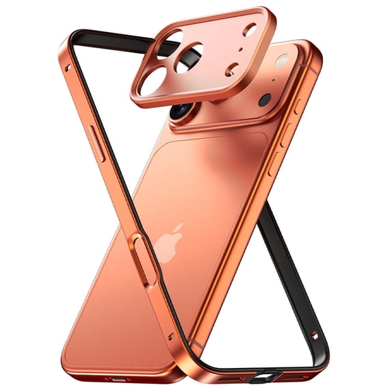 Allytechgroup Ultra-Thin Metal Frame Case for Apple iPhone 17 Pro, Detachable Camera Lens Protective Aluminum Alloy Cooling Frame Case for iPhone 17 Pro Women Men, Orange