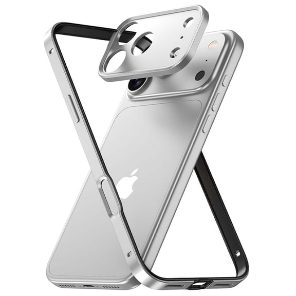 Allytechgroup Ultra-Thin Metal Frame Case for Apple iPhone 17 Pro, Detachable Camera Lens Protective Aluminum Alloy Cooling Frame Case for iPhone 17 Pro Women Men, Silver
