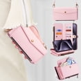 thumbnail image 1 of Allytechgroup Versatile iPhone 14 Pro Max Case Cover, Multifunctional Phone Case for Apple iPhone 14 Pro Max, with Zipper Pocket Shoulder Strap Hand Wrist Cards Holder Stand Feature Case, Pink, 1 of 8