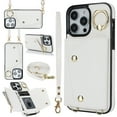 thumbnail image 1 of Allytechgroup Wallet Case for Apple iPhone 11 Pro Max, RFID Blocking Crossbody Shoulder Strap Hand Wrist Cards Holder Ring Stand Bumper Drop Protection Phone Case for Girls Women, White, 1 of 9