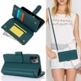thumbnail image 1 of Allytechgroup Wallet Case for Apple iPhone 11 Pro,  Retro [1 Zipper Pocket + 6 Cards Slots] Hand Wrist Shoulder Strap Stand Shockproof iPhone 11 Pro Cover Case for Girls Women, Green, 1 of 8