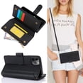 thumbnail image 1 of Allytechgroup Wallet Case for Apple iPhone 11 Pro,  Retro [1 Zipper Pocket + 6 Cards Slots] Hand Wrist Shoulder Strap Stand Shockproof iPhone 11 Pro Cover Case for Girls Women, Black, 1 of 8