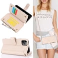 thumbnail image 1 of Allytechgroup Wallet Case for Apple iPhone 12 Mini,  Retro [1 Zipper Pocket + 6 Cards Slots] Hand Wrist Shoulder Strap Stand Shockproof iPhone 12 Mini Cover Case for Girls Women, White, 1 of 9