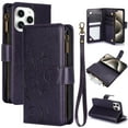 thumbnail image 1 of Allytechgroup Wallet Case for Apple iPhone 13 Pro Max, Multiple Cards Slots Zipper Pocket PU Leather with Stylish Pattern Hand Strap Flip Cover Phone Case for iPhone 13 Pro Max, Darkpurple, 1 of 7