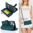 thumbnail image 1 of Allytechgroup Wallet Case for Apple iPhone 14 Pro,  Retro [1 Zipper Pocket + 6 Cards Slots] Hand Wrist Shoulder Strap Stand Shockproof iPhone 14 Pro Cover Case for Girls Women, Green, 1 of 10