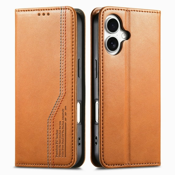 Allytechgroup Wallet Case for Apple iPhone 15 Pro Max, Rugged TPU Faux Leather Flip Cover with Shock-Absorbent Protection, Card & Cash Slots, Stand Holder, Anti-Scratch Wrist Strap Design, Brown
