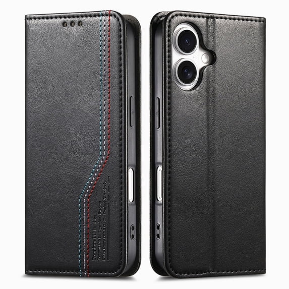 Allytechgroup Wallet Case for Apple iPhone 15 Pro Max, Rugged TPU Faux Leather Flip Cover with Shock-Absorbent Protection, Card & Cash Slots, Stand Holder, Anti-Scratch Wrist Strap Design, Black